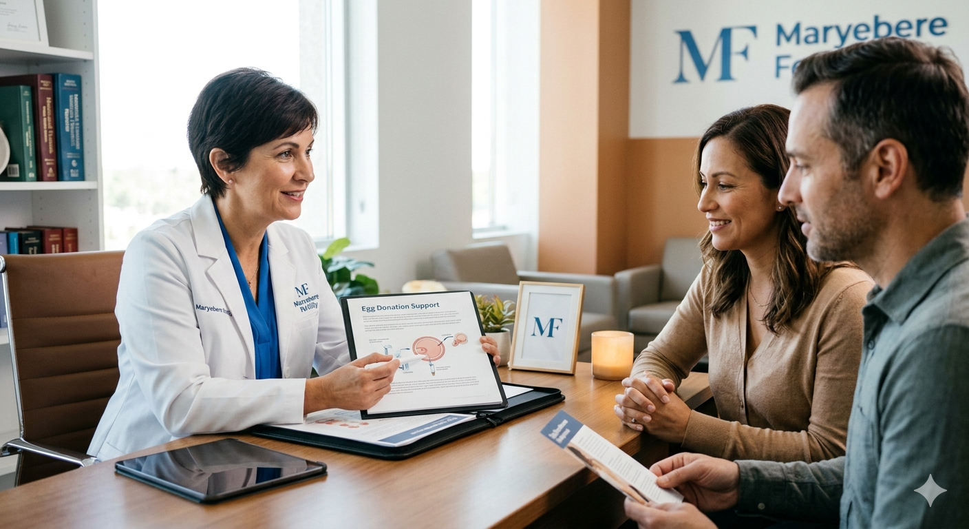 Fertility specialist explaining egg donation procedure